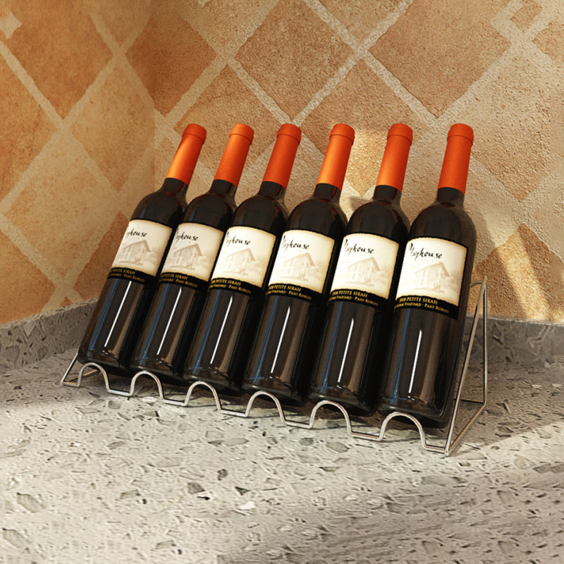 Contemporary Metal Wine Rack Bottle Tabletop Or Countertop Free-Stand Bottle Holder
