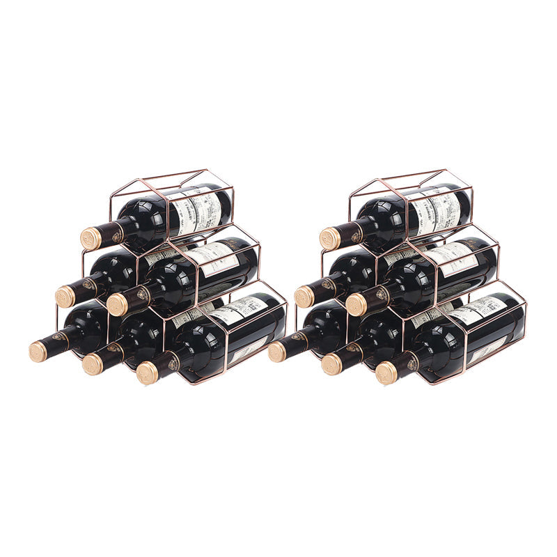 Hedendaagse metalen wijnrek fles tafelblad of aanrecht met een vrijstandige fleshouder