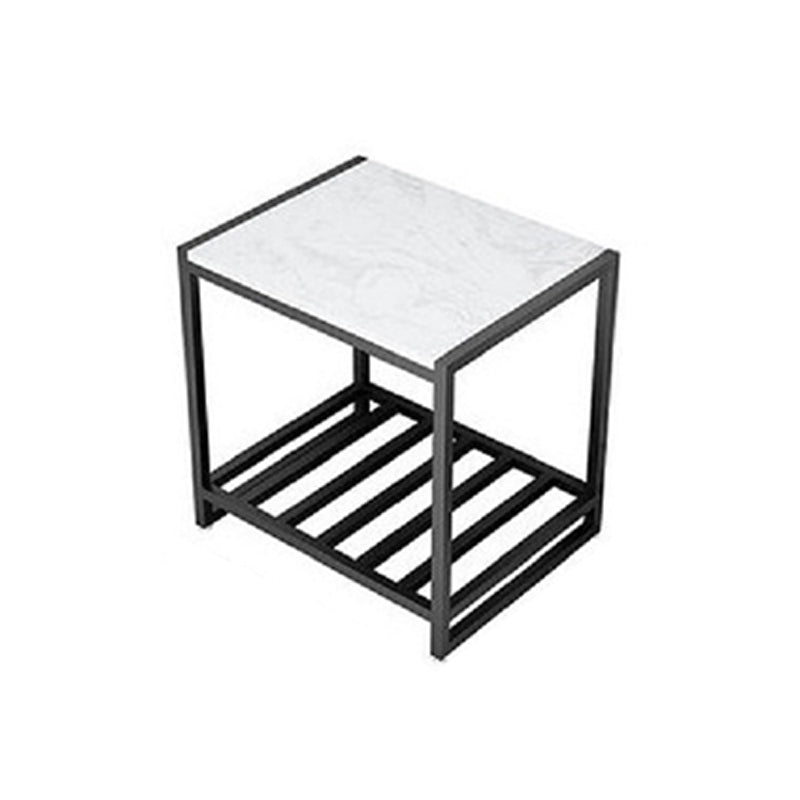 Contemporary Faux Marble Accent Table Nightstand 19.7" Tall Bed Nightstand White 1 Piece Clearhalo 'Bedroom Furniture' 'furn' 'furn_night_stand' 'Furniture' 'night_stand' 'Nightstands' 6117251