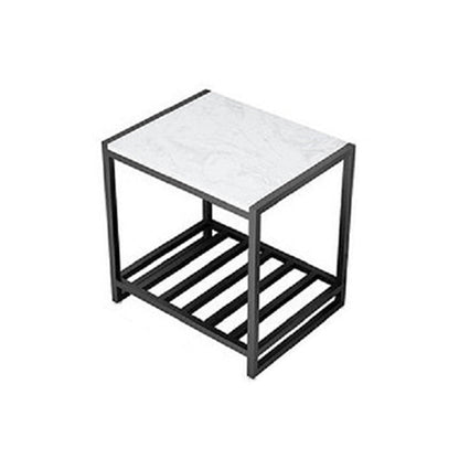 Contemporary Faux Marble Accent Table Nightstand 19.7" Tall Bed Nightstand White 1 Piece Clearhalo 'Bedroom Furniture' 'furn' 'furn_night_stand' 'Furniture' 'night_stand' 'Nightstands' 6117251