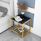 Contemporary Faux Marble Accent Table Nightstand 19.7" Tall Bed Nightstand Gold-Black 1 Piece Clearhalo 'Bedroom Furniture' 'furn' 'furn_night_stand' 'Furniture' 'night_stand' 'Nightstands' 6117252