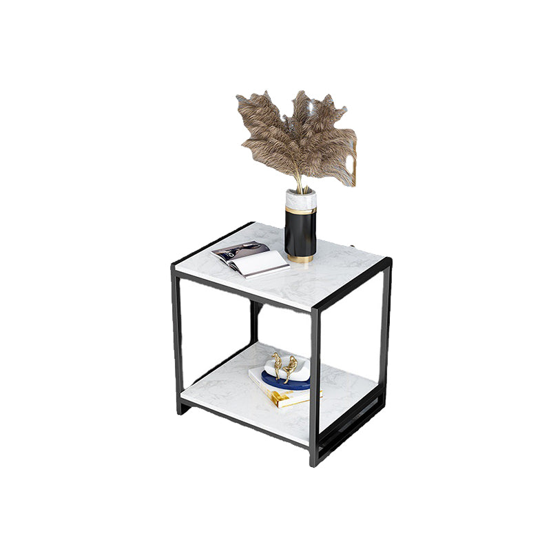 Contemporary Faux Marble Accent Table Nightstand 19.7" Tall Bed Nightstand Clearhalo 'Bedroom Furniture' 'furn' 'furn_night_stand' 'Furniture' 'night_stand' 'Nightstands' 6117255