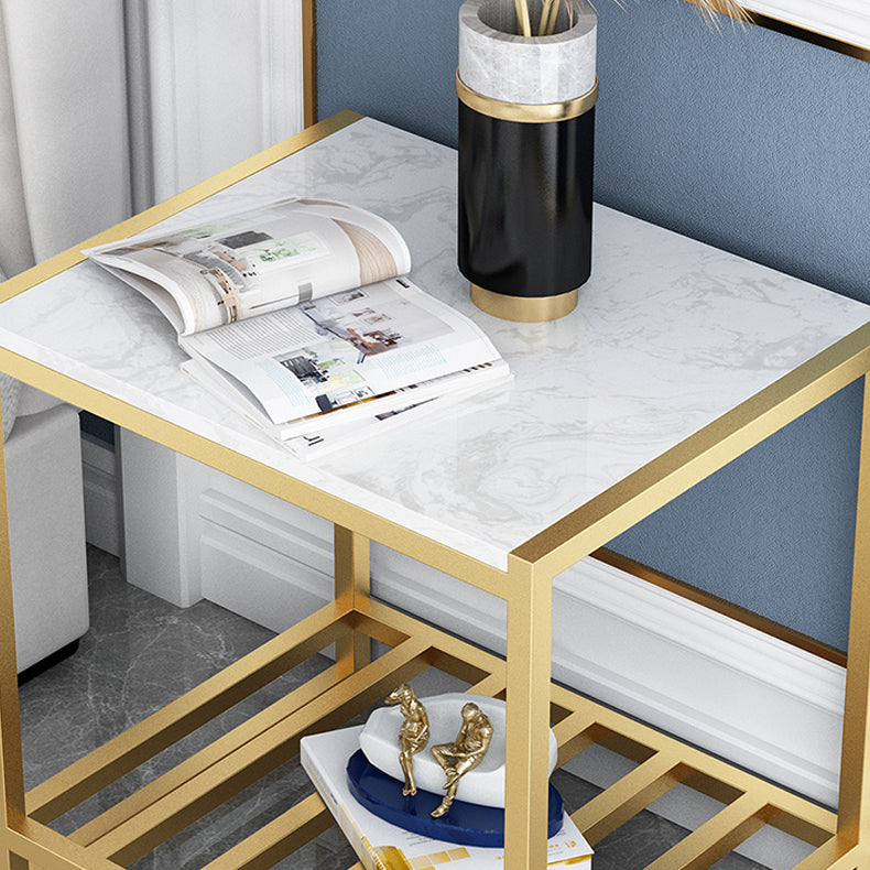 Contemporary Faux Marble Accent Table Nightstand 19.7" Tall Bed Nightstand Clearhalo 'Bedroom Furniture' 'furn' 'furn_night_stand' 'Furniture' 'night_stand' 'Nightstands' 6117256