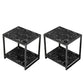Contemporary Faux Marble Accent Table Nightstand 19.7" Tall Bed Nightstand Black Black White 2 Piece Set Clearhalo 'Bedroom Furniture' 'furn' 'furn_night_stand' 'Furniture' 'night_stand' 'Nightstands' 6117258