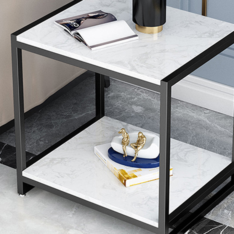 Contemporary Faux Marble Accent Table Nightstand 19.7" Tall Bed Nightstand Clearhalo 'Bedroom Furniture' 'furn' 'furn_night_stand' 'Furniture' 'night_stand' 'Nightstands' 6117259