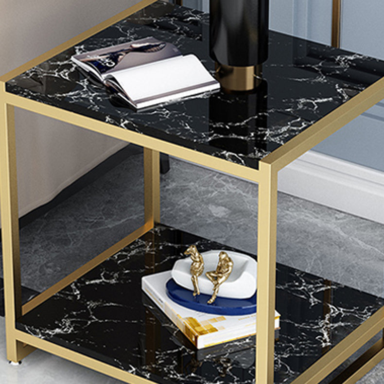 Contemporary Faux Marble Accent Table Nightstand 19.7" Tall Bed Nightstand Clearhalo 'Bedroom Furniture' 'furn' 'furn_night_stand' 'Furniture' 'night_stand' 'Nightstands' 6117261