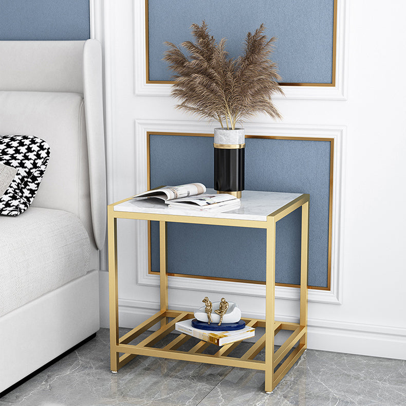 Contemporary Faux Marble Accent Table Nightstand 19.7" Tall Bed Nightstand Clearhalo 'Bedroom Furniture' 'furn' 'furn_night_stand' 'Furniture' 'night_stand' 'Nightstands' 6117267