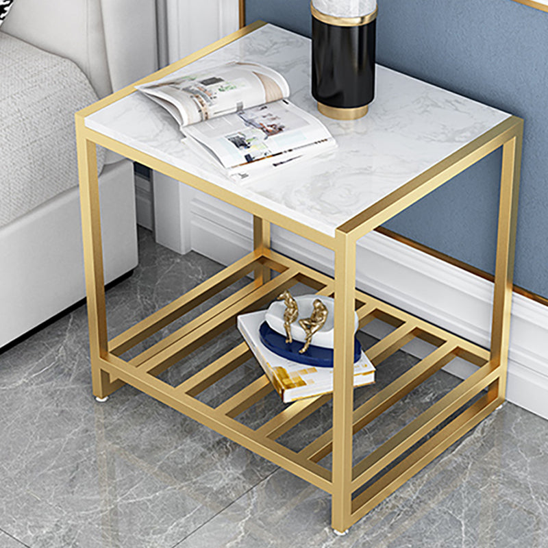 Contemporary Faux Marble Accent Table Nightstand 19.7" Tall Bed Nightstand Clearhalo 'Bedroom Furniture' 'furn' 'furn_night_stand' 'Furniture' 'night_stand' 'Nightstands' 6117269