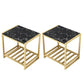Contemporary Faux Marble Accent Table Nightstand 19.7" Tall Bed Nightstand Gold-Black 2 Piece Set Clearhalo 'Bedroom Furniture' 'furn' 'furn_night_stand' 'Furniture' 'night_stand' 'Nightstands' 6117270
