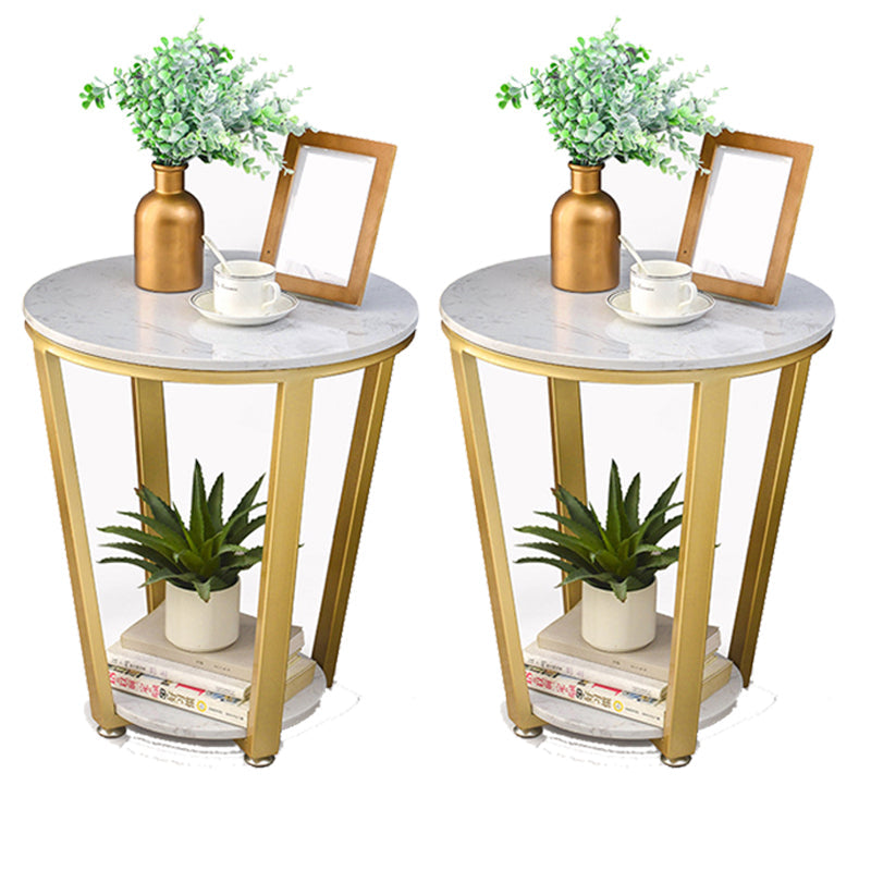 Mesa de acento de mármol con faux contemporáneo Noche 22.83 "Cama de altura con 2 estantes