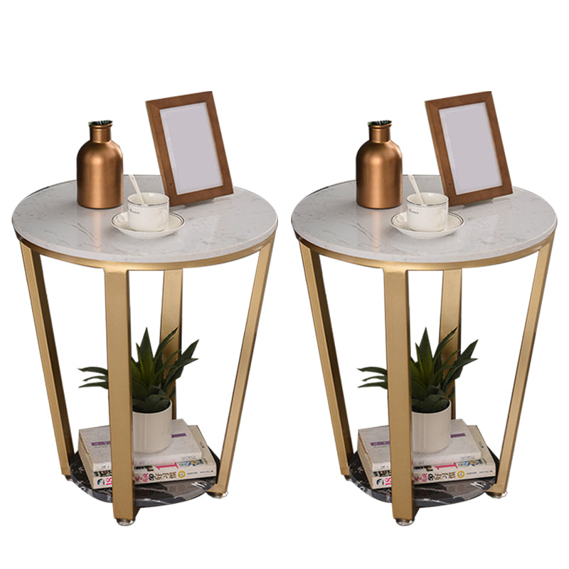 Mesa de acento de mármol con faux contemporáneo Noche 22.83 "Cama de altura con 2 estantes