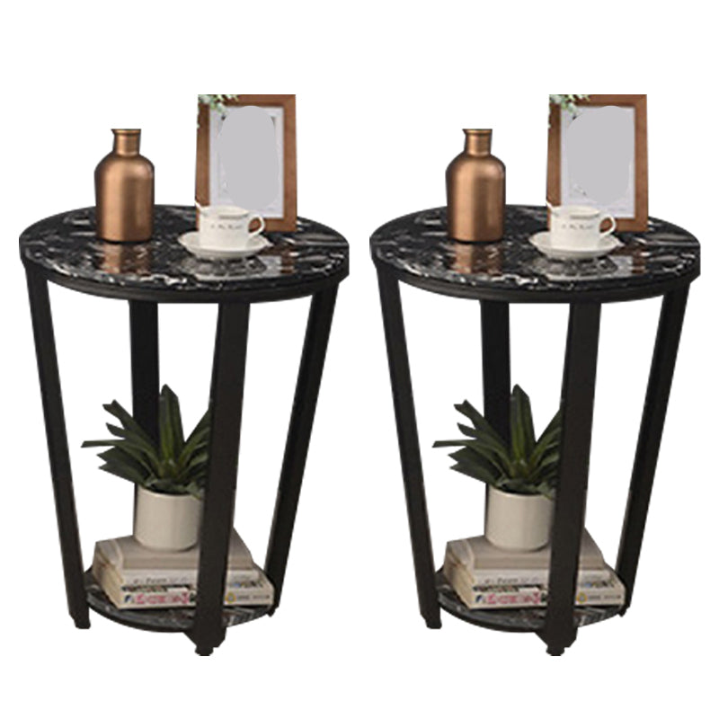 Mesa de acento de mármol con faux contemporáneo Noche 22.83 "Cama de altura con 2 estantes