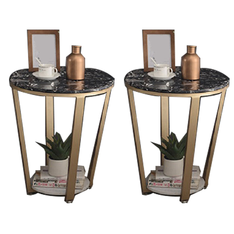 Mesa de acento de mármol con faux contemporáneo Noche 22.83 "Cama de altura con 2 estantes