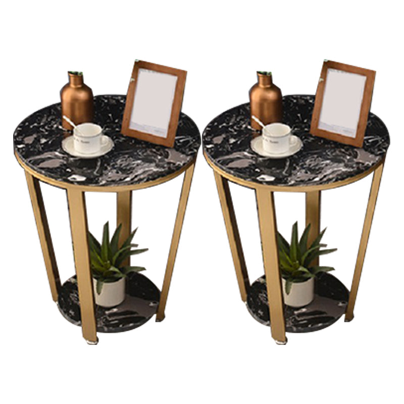 Mesa de acento de mármol con faux contemporáneo Noche 22.83 "Cama de altura con 2 estantes