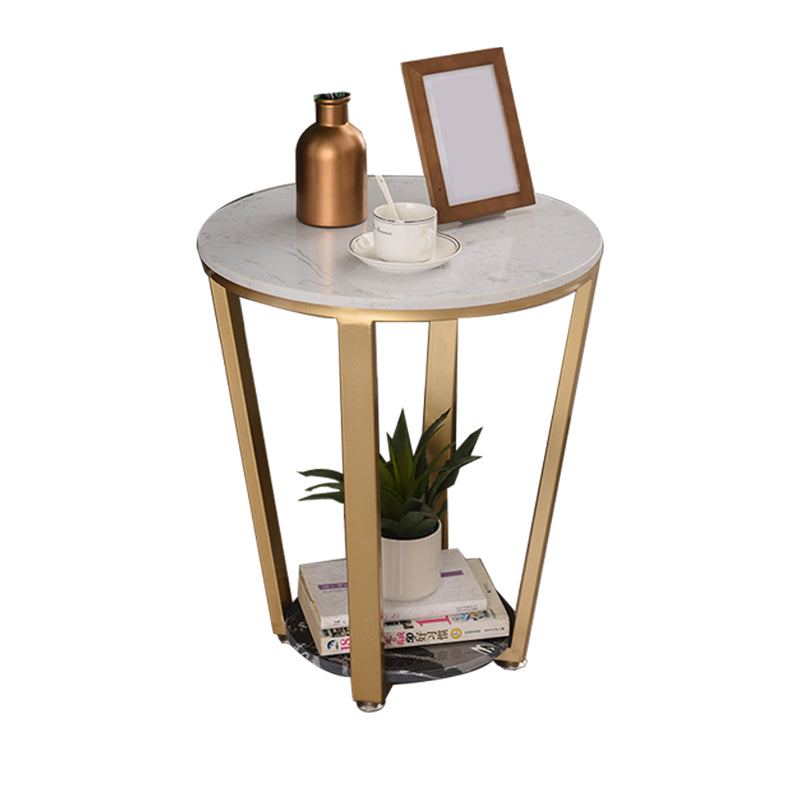 Mesa de acento de mármol con faux contemporáneo Noche 22.83 "Cama de altura con 2 estantes