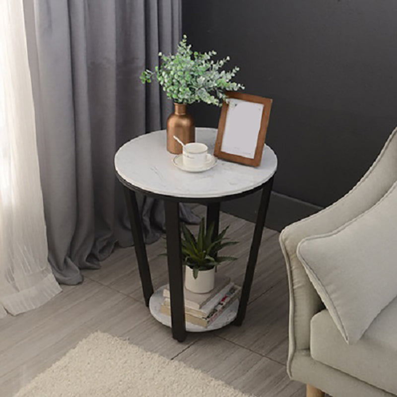 Mesa de acento de mármol con faux contemporáneo Noche 22.83 "Cama de altura con 2 estantes