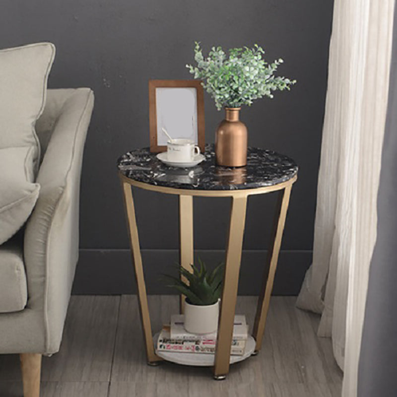 Mesa de acento de mármol con faux contemporáneo Noche 22.83 "Cama de altura con 2 estantes