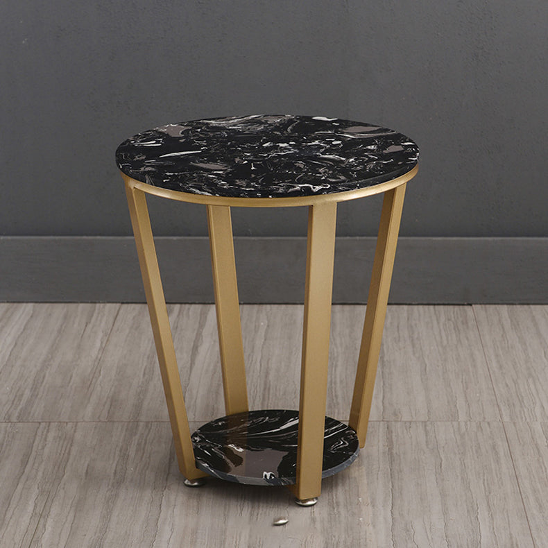 Mesa de acento de mármol con faux contemporáneo Noche 22.83 "Cama de altura con 2 estantes