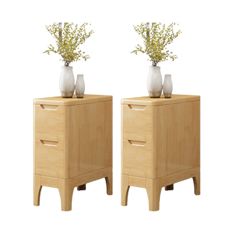 Solid Wood Accent Table Nightstand Contemporary Night Table with Drawers