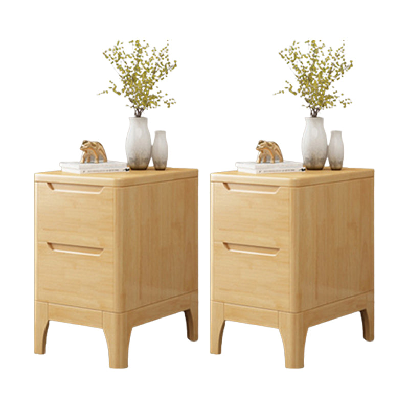 Solid Wood Accent Table Nightstand Contemporary Night Table with Drawers