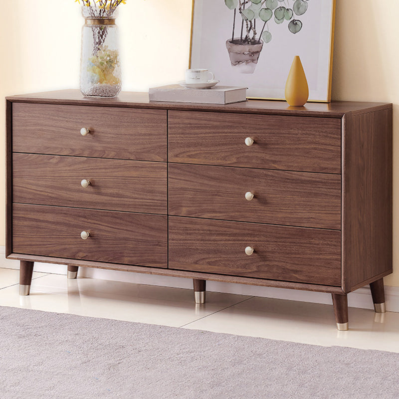 Glam Chest Chambre à coucher Commode de rangement en bois massif marron avec tiroirs