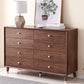 Glam Chest Chambre à coucher Commode de rangement en bois massif marron avec tiroirs