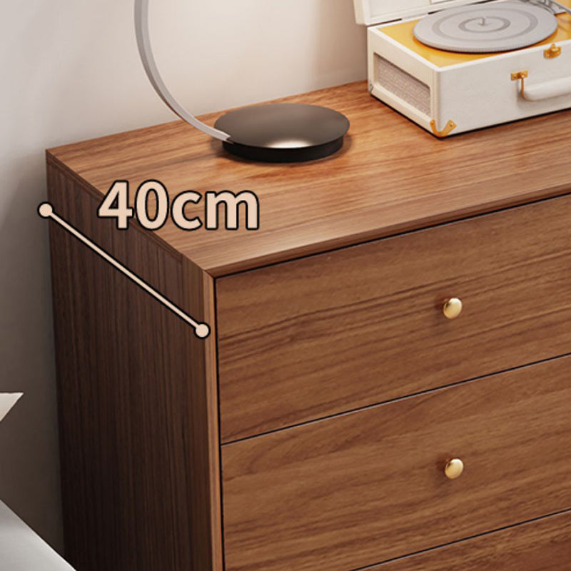 Glam Chest Chambre à coucher Commode de rangement en bois massif marron avec tiroirs