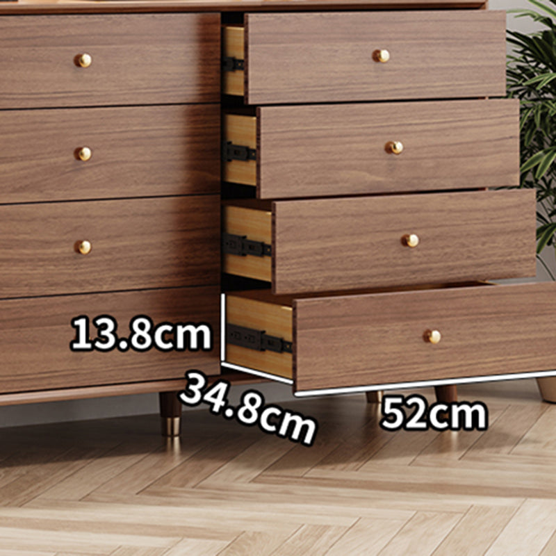 Glam Chest Chambre à coucher Commode de rangement en bois massif marron avec tiroirs