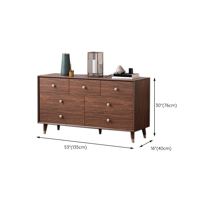 Glam Chest Chambre à coucher Commode de rangement en bois massif marron avec tiroirs