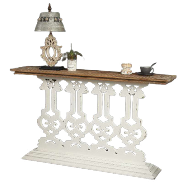 棚付きの木製フランスのカントリーコンソールテーブル苦しめられたアクセントテーブル