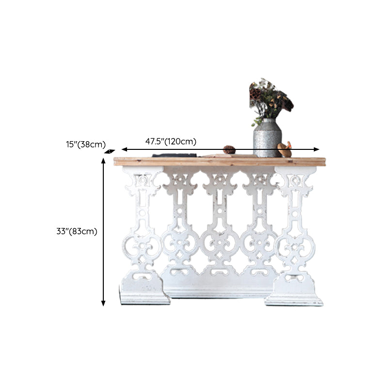 棚付きの木製フランスのカントリーコンソールテーブル苦しめられたアクセントテーブル