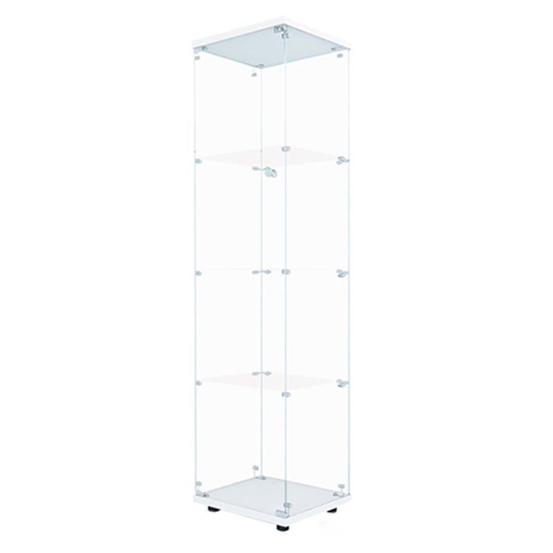 Modern Glass Cabinet Multi-shelf Display Buffet Cabinet with Door for Living Room 17"L x 14"W x 65"H White Clearhalo 'Display & China Cabinets' 'display_china_cabinets' 'furn' 'furn_display_china_cabinets' 'Furniture' 'Kitchen & Dining Furniture' 6118091