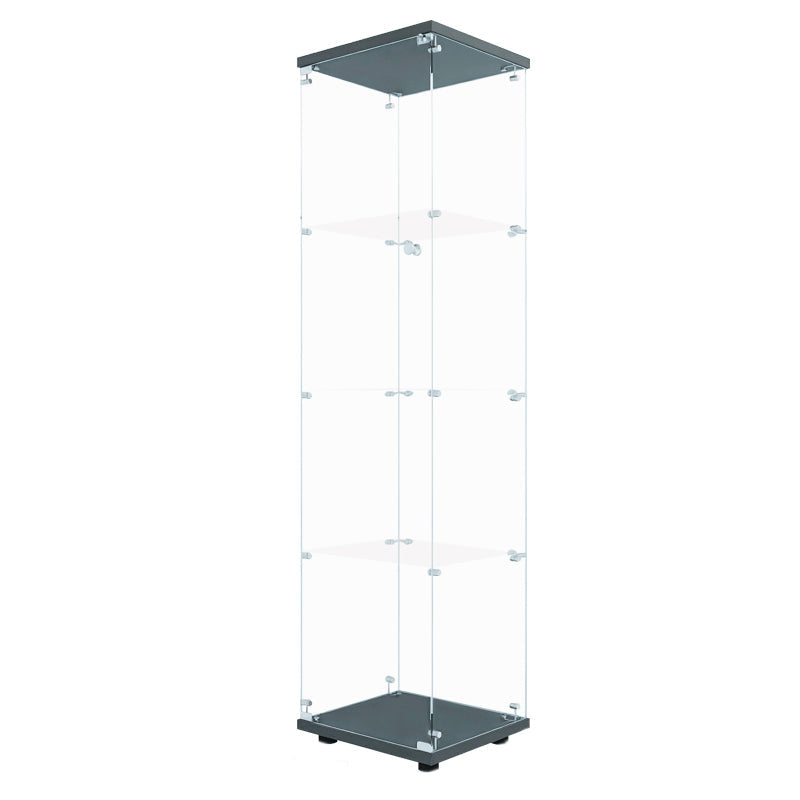Modern Glass Cabinet Multi-shelf Display Buffet Cabinet with Door for Living Room 17"L x 14"W x 65"H Black Clearhalo 'Display & China Cabinets' 'display_china_cabinets' 'furn' 'furn_display_china_cabinets' 'Furniture' 'Kitchen & Dining Furniture' 6118092