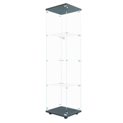 Modern Glass Cabinet Multi-shelf Display Buffet Cabinet with Door for Living Room 17"L x 14"W x 65"H Black Clearhalo 'Display & China Cabinets' 'display_china_cabinets' 'furn' 'furn_display_china_cabinets' 'Furniture' 'Kitchen & Dining Furniture' 6118092