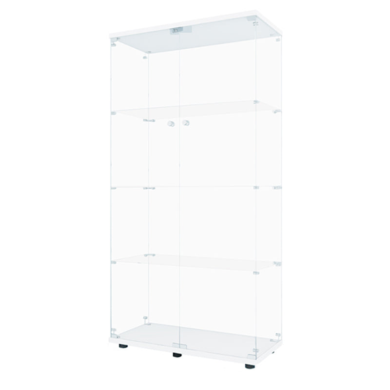 Modern Glass Cabinet Multi-shelf Display Buffet Cabinet with Door for Living Room 32"L x 14"W x 65"H White Clearhalo 'Display & China Cabinets' 'display_china_cabinets' 'furn' 'furn_display_china_cabinets' 'Furniture' 'Kitchen & Dining Furniture' 6118094