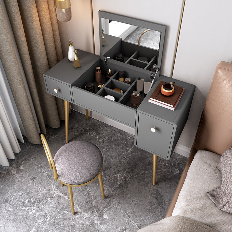 Flip-Top Vanity Set Contemporary 2 Drawers Makeup Dressing Table Clearhalo 'Bedroom Furniture' 'furn' 'furn_makeup_vanities' 'Furniture' 'Makeup Vanities' 'makeup_vanities' 6118611