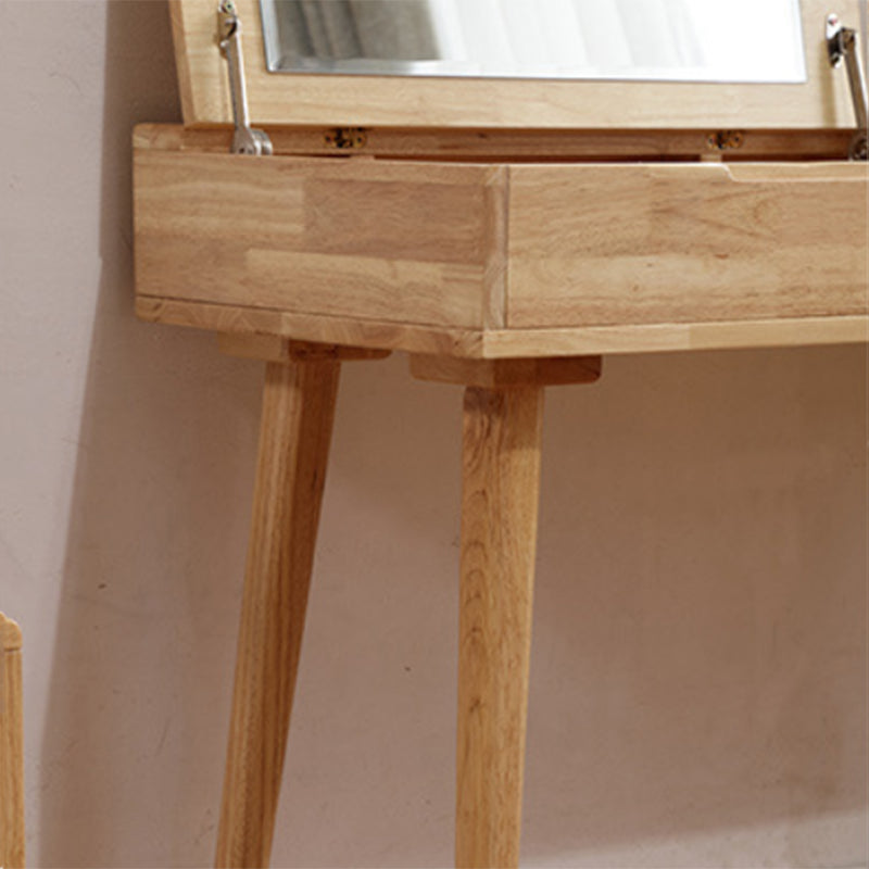 Nordic Flip-Top Vanity Dressing Table Set with Stool 1-Drawer Wood Vanity Table Clearhalo 'Bedroom Furniture' 'furn' 'furn_makeup_vanities' 'Furniture' 'Makeup Vanities' 'makeup_vanities' 6118676
