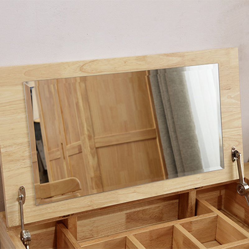 Nordic Flip-Top Vanity Dressing Table Set with Stool 1-Drawer Wood Vanity Table Clearhalo 'Bedroom Furniture' 'furn' 'furn_makeup_vanities' 'Furniture' 'Makeup Vanities' 'makeup_vanities' 6118677