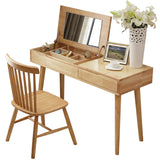Nordic Flip-Top Vanity Dressing Table Set with Stool 1-Drawer Wood Vanity Table Clearhalo 'Bedroom Furniture' 'furn' 'furn_makeup_vanities' 'Furniture' 'Makeup Vanities' 'makeup_vanities' 6118679