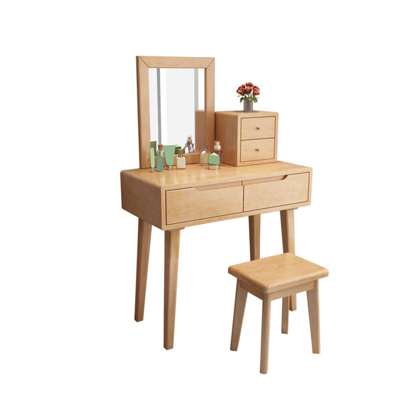 Skandinavischer Massivholz -Waschtisch mit Spiegel, 30,7 "groß