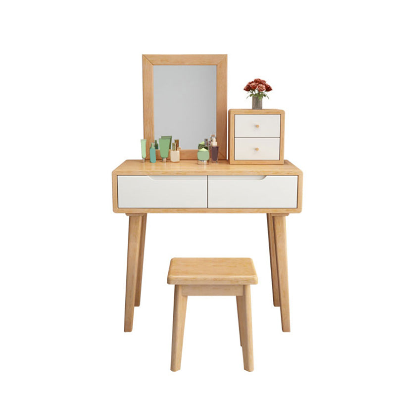 Skandinavischer Massivholz -Waschtisch mit Spiegel, 30,7 "groß