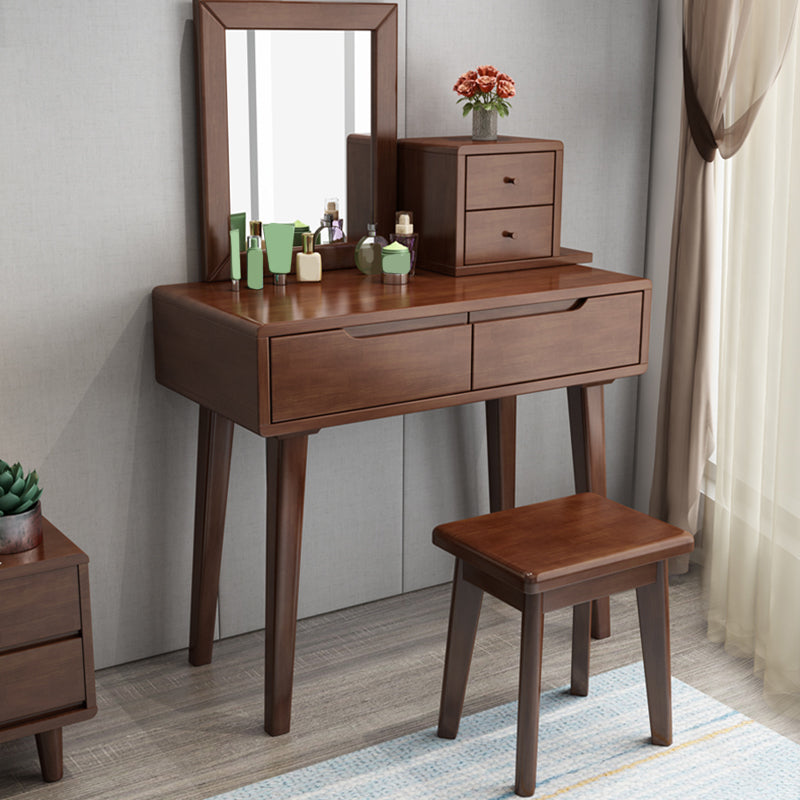 Skandinavischer Massivholz -Waschtisch mit Spiegel, 30,7 "groß