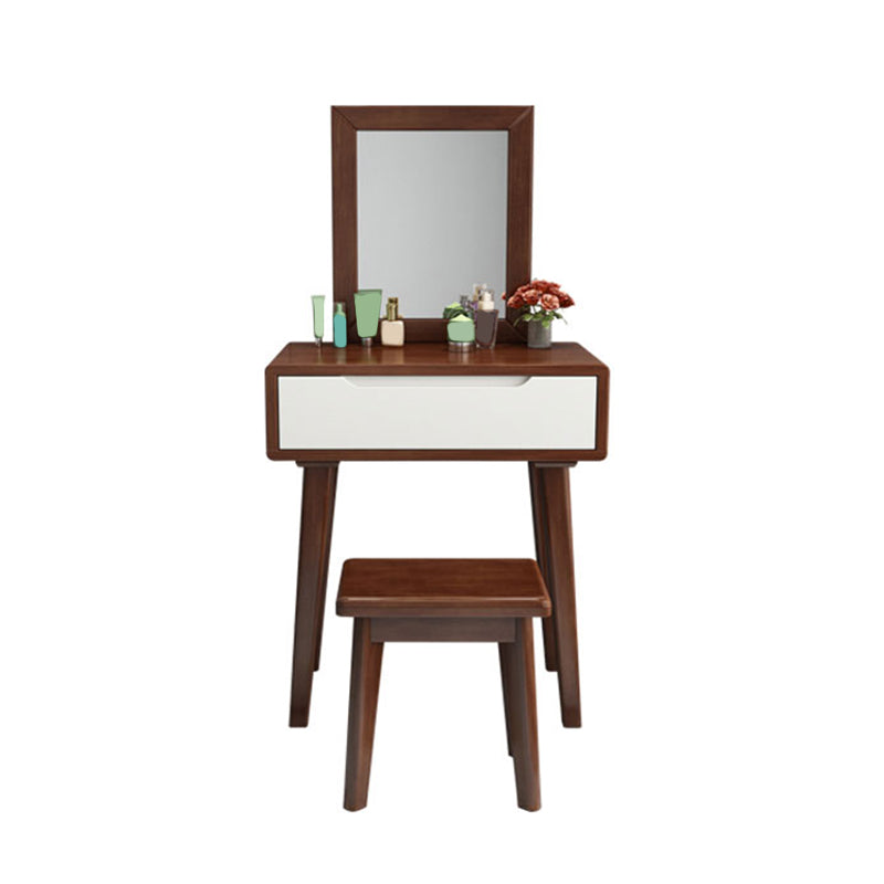 Skandinavischer Massivholz -Waschtisch mit Spiegel, 30,7 "groß