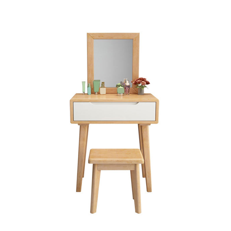 Skandinavischer Massivholz -Waschtisch mit Spiegel, 30,7 "groß