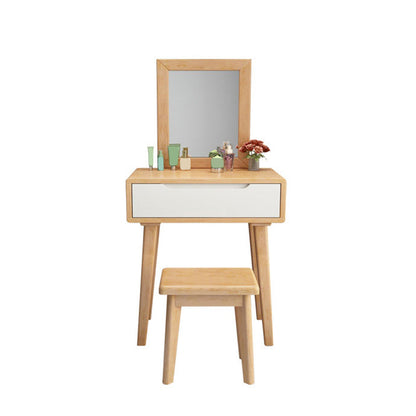 Skandinavischer Massivholz -Waschtisch mit Spiegel, 30,7 "groß