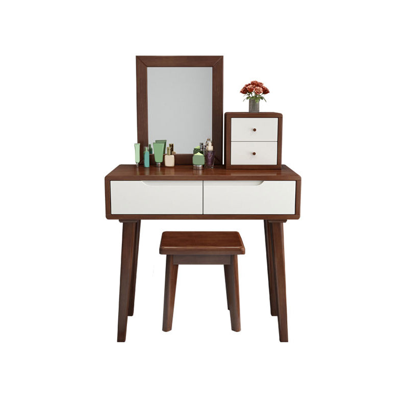 Skandinavischer Massivholz -Waschtisch mit Spiegel, 30,7 "groß