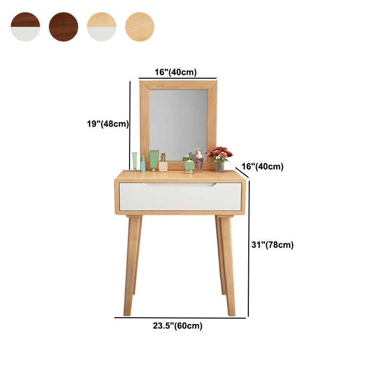 Skandinavischer Massivholz -Waschtisch mit Spiegel, 30,7 "groß