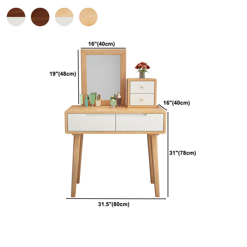 Skandinavischer Massivholz -Waschtisch mit Spiegel, 30,7 "groß
