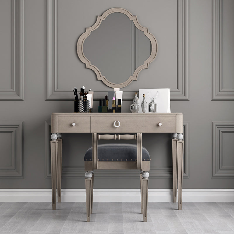 Two Piece Traditional Mirrored Vanity Set Solid Wood Dressing Table