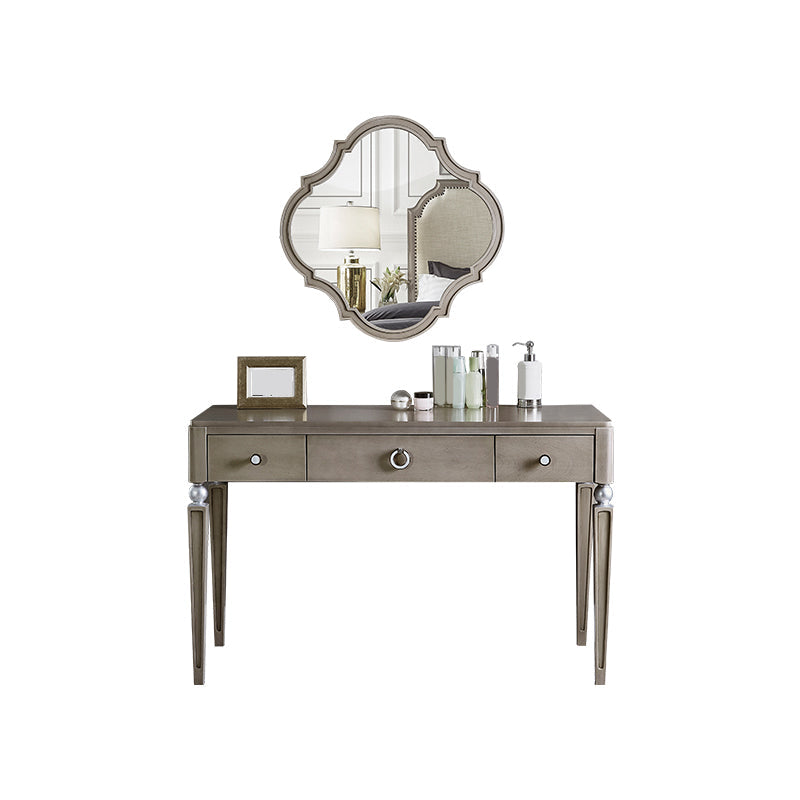 Two Piece Traditional Mirrored Vanity Set Solid Wood Dressing Table